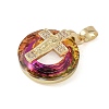 Brass Micro Pave Cubic Zirconia with Glass Pendents KK-Q815-01G-06-2