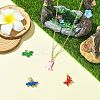 4Pcs 4 Style Dinosaur Rack Plating Brass Enamel Pendants KK-CJ0003-32-6