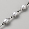 Plastic Imitation Pearl Oval Link Bracelet LCHA-WH0001-04-1