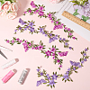 2 Pairs 2 Colors Flower Polyester Embroidery Cloth Sew on Appliques PATC-GF0001-59A-4