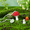 Handmade DIY Wool Crochet Mushroom and Leaf Pendant Decorations AJEW-WH0314-465-5