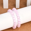 Dyed Natural Selenite Round Beaded Stretch Bracelets for Women G-U005-02I-3