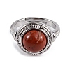 Natural Mixed Stone Round Adjustable Rings RJEW-K271-04P-4