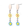 Flower Enamel Long Dangle Stud Earrings EJEW-N049-03A-1
