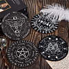 Gorgecraft Butterfly/Pentagram/Moon Phase Pattern Wooden Flat Round Pendulum Board AJEW-GF0006-88-4