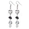 Natural Obsidian Chips Dangle Earrings EJEW-JE05432-01-1