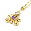 Cubic Zirconia Pumpkin Carriage Pendant Necklace with Synthetic Crystal Beads NJEW-G016-01A-1