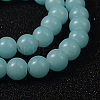 Pale Turquoise Color Spray Painted Round Imitation Jade Glass Beads Strands X-DGLA-S076-8mm-19-2