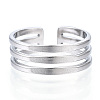 304 Stainless Steel Triple Line Open Cuff Ring RJEW-N040-19-2
