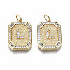 Brass Micro Pave Clear Cubic Zirconia Pendants KK-S356-234L-G-NF-1