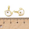 Rack Plating Brass Pave Shell Bird Charms with Black Cubic Zirconia KK-K360-07G-3