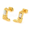 Brass Micro Pave Cubic Zirconia Stud Earrings For Women EJEW-B111-01G-01-4