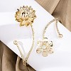 Lotus Alloy Arm Cuff Bangles for Girl Women AJEW-A063-01D-G-1