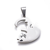 304 Stainless Steel Split Kitten Pendants STAS-G195-09P-5
