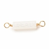 Natural White Jade Connector Charms PALLOY-JF01454-07-5