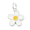 925 Sterling Silver Enamel Smiling Face Flower Charms STER-M119-06E-S-1