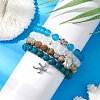 Synthetic Chrysocolla & Quartz Crystal & Glass & Alloy Beads Bracelets BJEW-JB10987-3