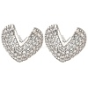 Rack Plating Heart Brass Pave Clear Cubic Zirconia Stud Earrings EJEW-I310-01P-2
