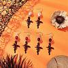 3 Pairs 3 Colors Hallowmas Alloy Dyed Synthetic Turquoise Dangle Earrings EJEW-JE06483-1