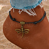 Adjustable Black Waxed Cord Anklets WGF8958-04-1
