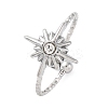 304 Stainless Steel Rhinestone Cuff Rings RJEW-D306-23P-2