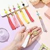 Cross Acrylic & Faux Suede Tassel Pendant Decorations HJEW-YW00078-01-5