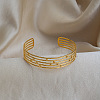 Vintage 304 Stainless Steel Layered Striped Open Cuff Bangles for Women XP3828-2
