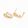 Brass Micro Pave Clear Cubic Zirconia Hoop Earring Findings with Latch Back Closure ZIRC-S068-008-NF-2