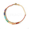 7 Chakras Synthetic Turquoise & Natural Lapis Lazuli & Carnelian Round Beads Double Layers Bracelets CC9331-1-4