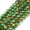 Half Plated Electroplate Transparent Glass Beads Strands EGLA-E060-02A-HP02-1