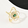 Brass Micro Pave Cubic Zirconia Cuff Rings for Women RJEW-F186-03G-4