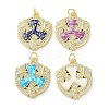 Brass Micro Pave Clear Cubic Zirconia Pendants KK-C045-28G-1