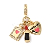 Rack Plating Brass Micro Pave Clear Cubic Zirconia Enamel European Dangle Charms LS-KK-P279-45G-1