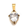 304 Stainless Steel Micro Pave Cubic Zirconia Pendants STAS-B086-13G-04-1