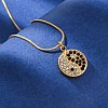 304 Stainless Steel Crystal & Jet Rhinestone Yin-yang Pendant Round Snake Chain Necklaces for Women NJEW-Z044-12G-2