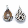 Natural Tiger Eye Pendants G-P393-B04-2