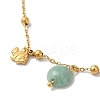 Summer Beach Nuggets Natural Amazonite & Ion Plating(IP) 304 Stainless Steel Charm Anklets for Women BJEW-P326-05B-G-2