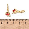 Brass Pave Clear and Red Cubic Zirconia Ladybird European Dangle Charms KK-P345-42G-3