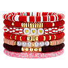 7Pcs Heart Pattern Polymer Clay & Plastic Pearl & CCB Plastic Beaded Stretch Bracelet Set for Women FS-WG634BB-12-1