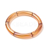 4Pcs 4 Color Acrylic Curved Tube Stretch Bracelets Set for Women BJEW-JB09305-02-4