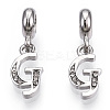 Platinum Rack Plating Alloy Rhinestone European Dangle Charms PALLOY-T048-36P-G-1