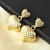 Textured Heart Brass Micro Pave Clear Cubic Zirconia Dangle Stud Earrings EJEW-Z099-02G-01-2