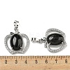 Natural Obsidian with Clear Cubic Zirconia Pendants G-G133-03P-23-3