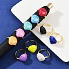 Brass Enamel Adjustable Cuff Rings for Women RJEW-G357-01N-1