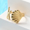 304 Stainless Steel Starfish & Shell Open Cuff Rings for Women X-RJEW-C095-09G-2