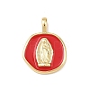 Brass Enamel Pendants KK-P339-12G-02-1