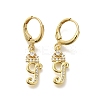 Brass Clear Cubic Zirconia Hoop Earrings EJEW-M045-01G-1