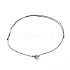 Pearl Luster Plated Round Faceted Natural Agate Pendant Necklace NJEW-JN03657-05-4