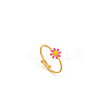 Daisy 304 Stainless Steel Enamel Open Cuff Rings for Women RJEW-M061-01G-09-1
