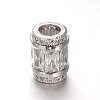 Column Brass Micro Pave Cubic Zirconia Large Hole European Beads ZIRC-M084-01-1